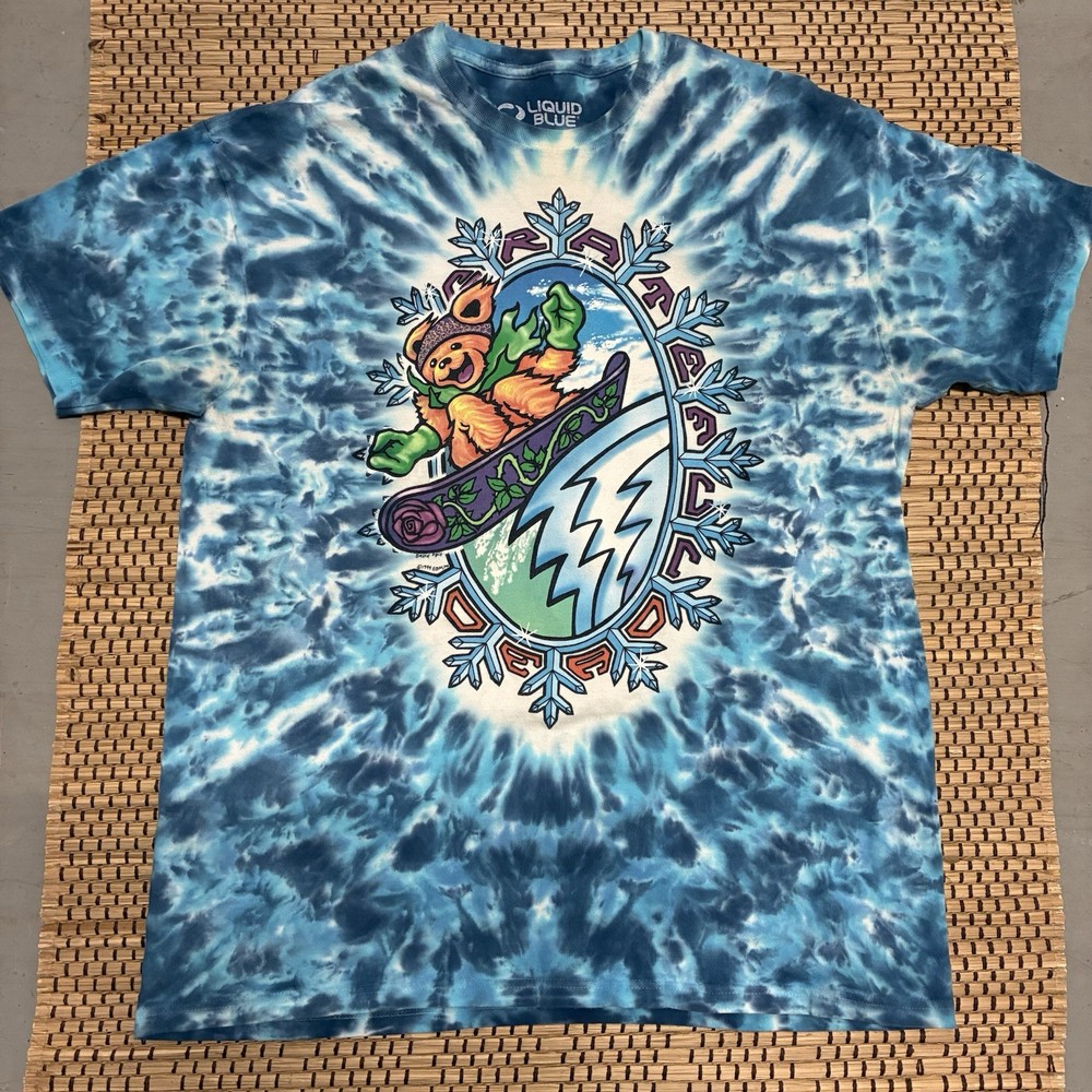 Liquid Blue Grateful Dead Snowboard Bears Tie-Dye T-Shirt Men’s XL Double Sided