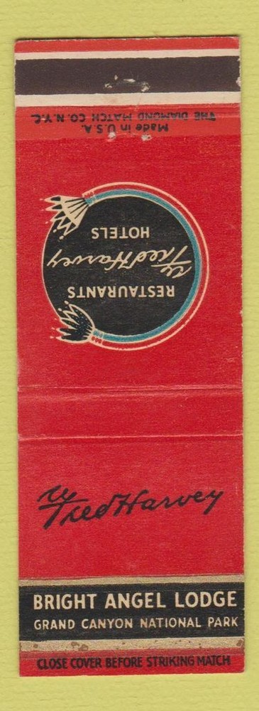 Matchbook Cover - Fred Harvey Bright Angel Lodge Grand Canyon AZ