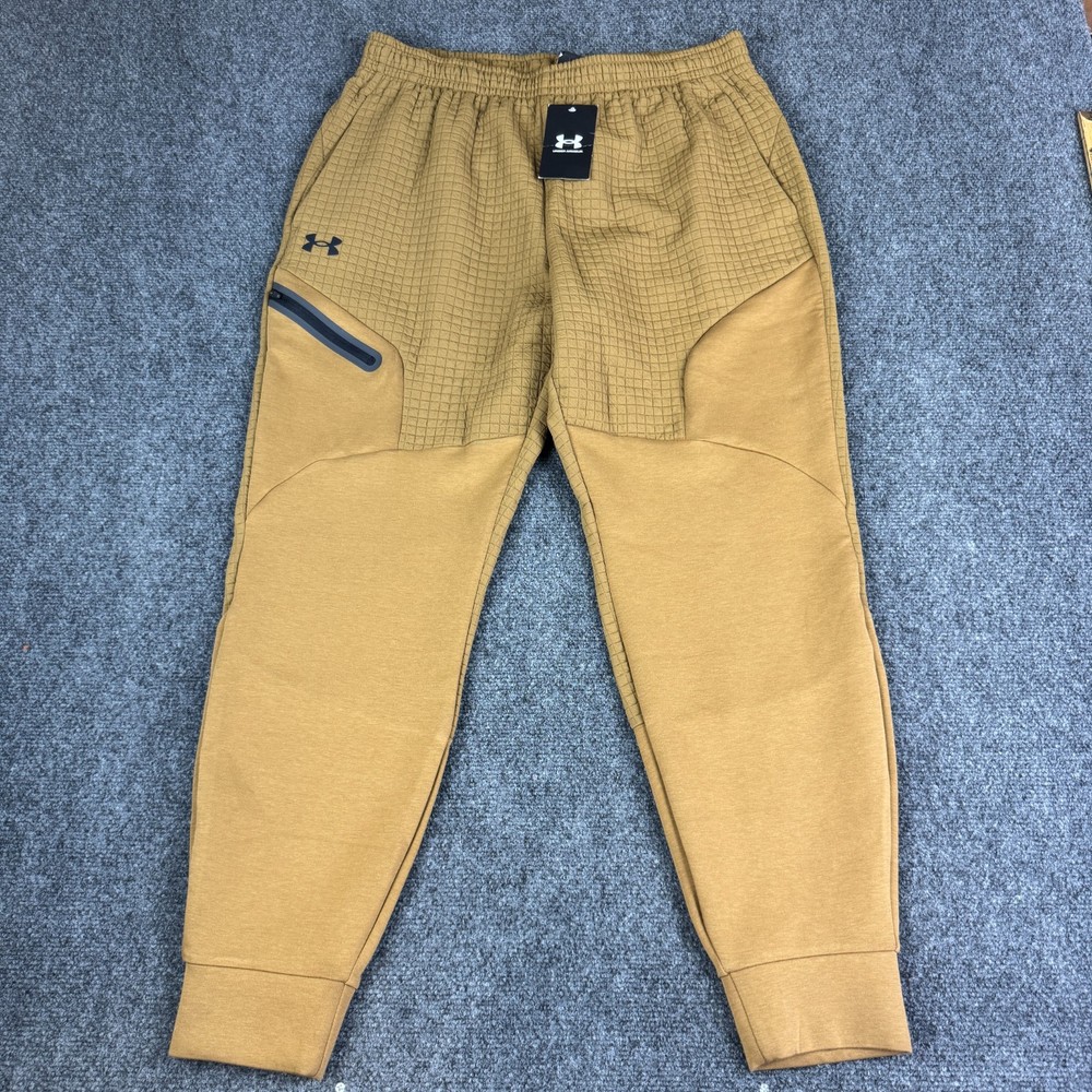 Under Armour Unstoppable Fleece Grid Joggers Mens Size Large 1386544-498 Brown