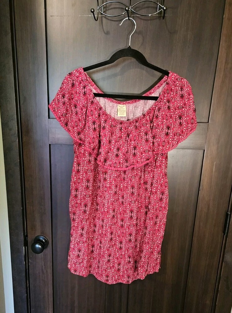 EUC Women's Plus Boho Peasant Floral Off-Shoulder Blouse Top Size 2X