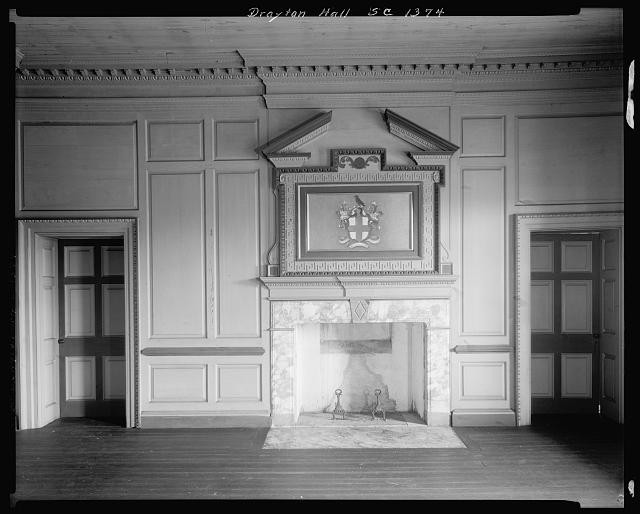 Charleston South Carolina Drayton Hall 1938 interior fireplace mantel