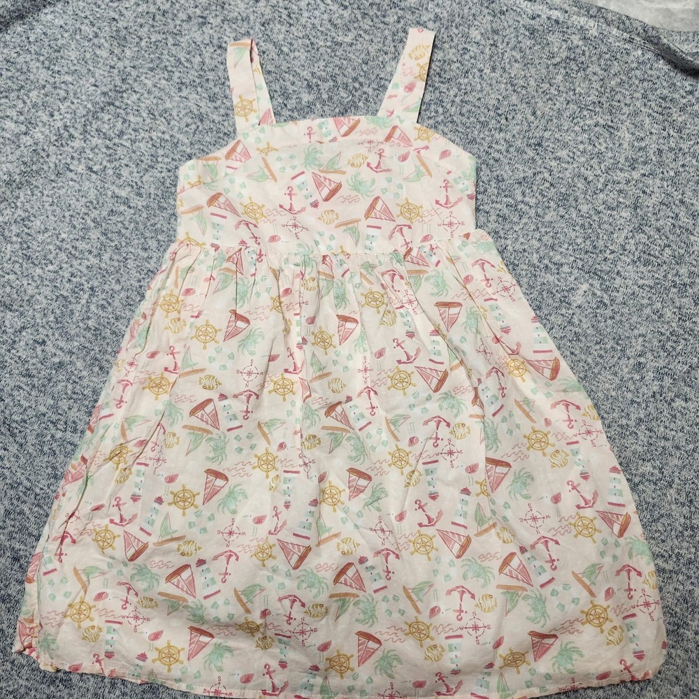 Isaac Mizrahi Girls Nautical Dress Size 7 Sailboat Anchor Lighthouse Summer