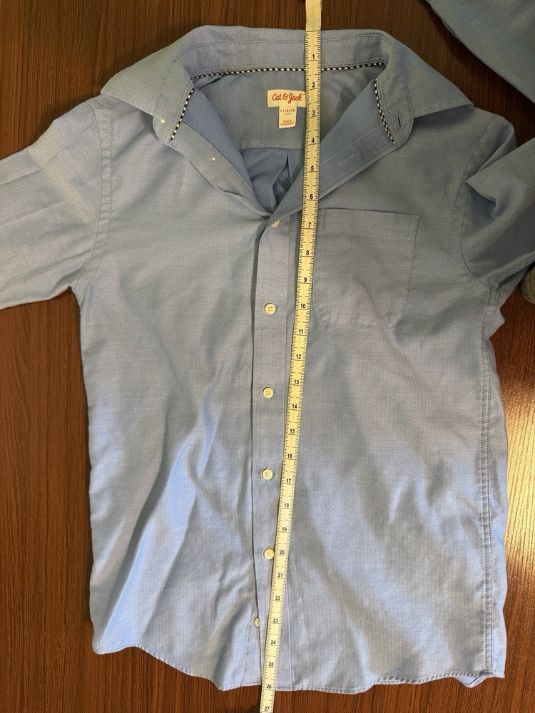 Cat & Jack Boys Dress Shirt L 12/14 Blue Button Front Long Sleeve Target Uniform