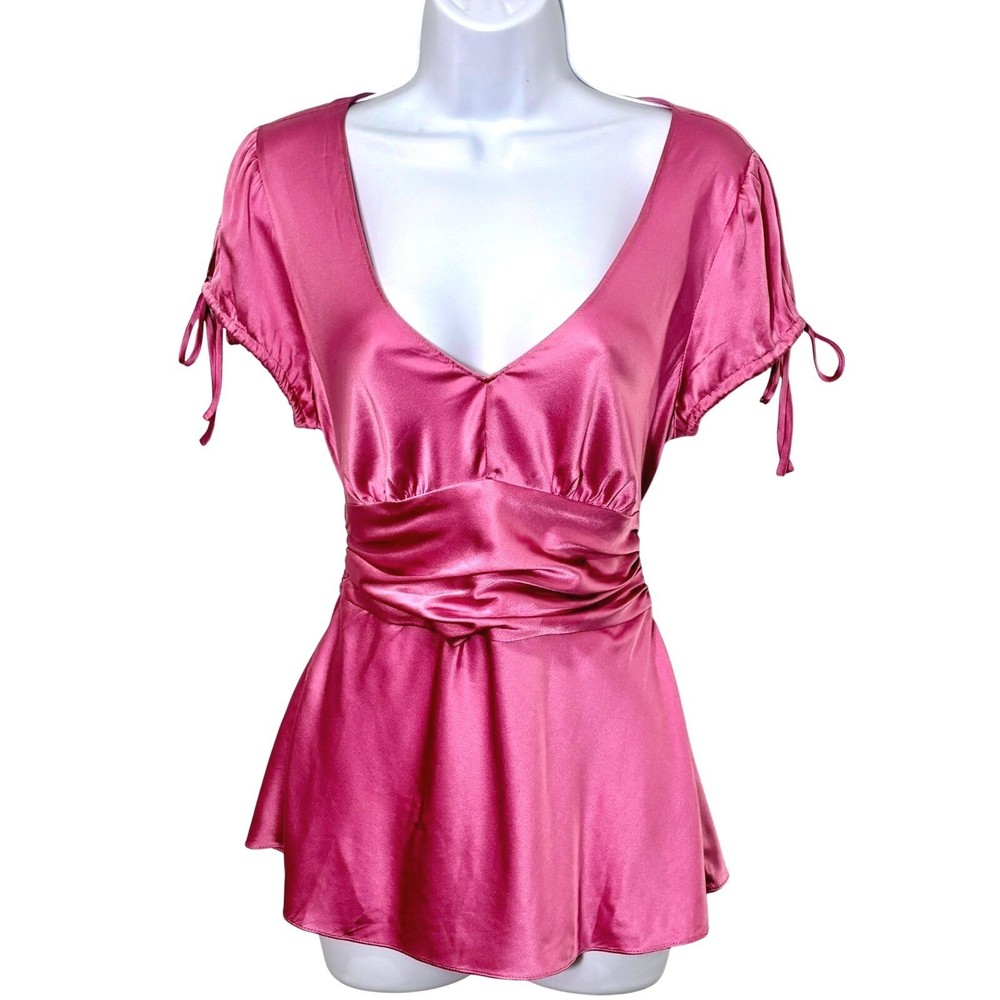 Vtg Y2K Express Silk Babydoll Top Size Medium Coquette Fairy Balletcore Romantic