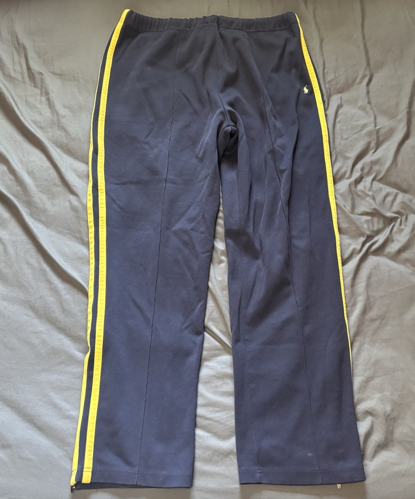 Polo Sport Ralph Lauren Track Pants Mens Large Blue Vintage 90s Yellow Pony Logo