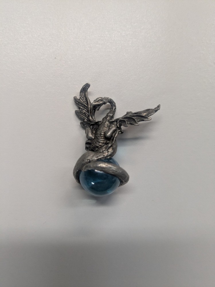 Vintage Pewter Dragon Necklace Pendant