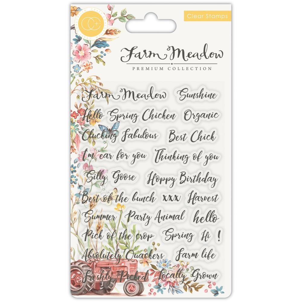 New Craft Consortium A5 Clear rubber Stamp  FARM MEADOW SENTIMENTS free USA ship