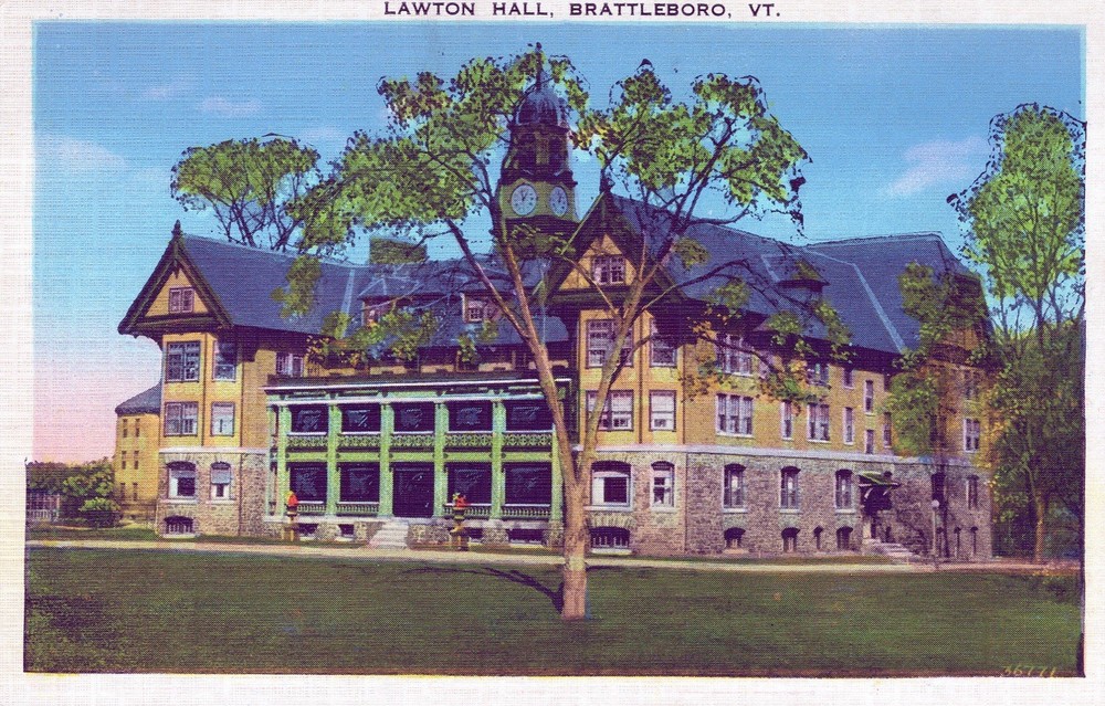 Lawton Hall. Brattleboro, VT Business District 1920’s Postcard