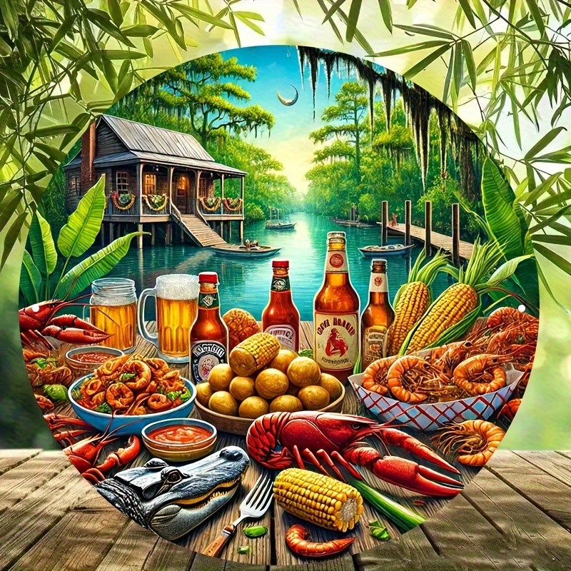 Vintage Cajun Bayou Louisiana Swamp Food Crab Corn Beer Plaque