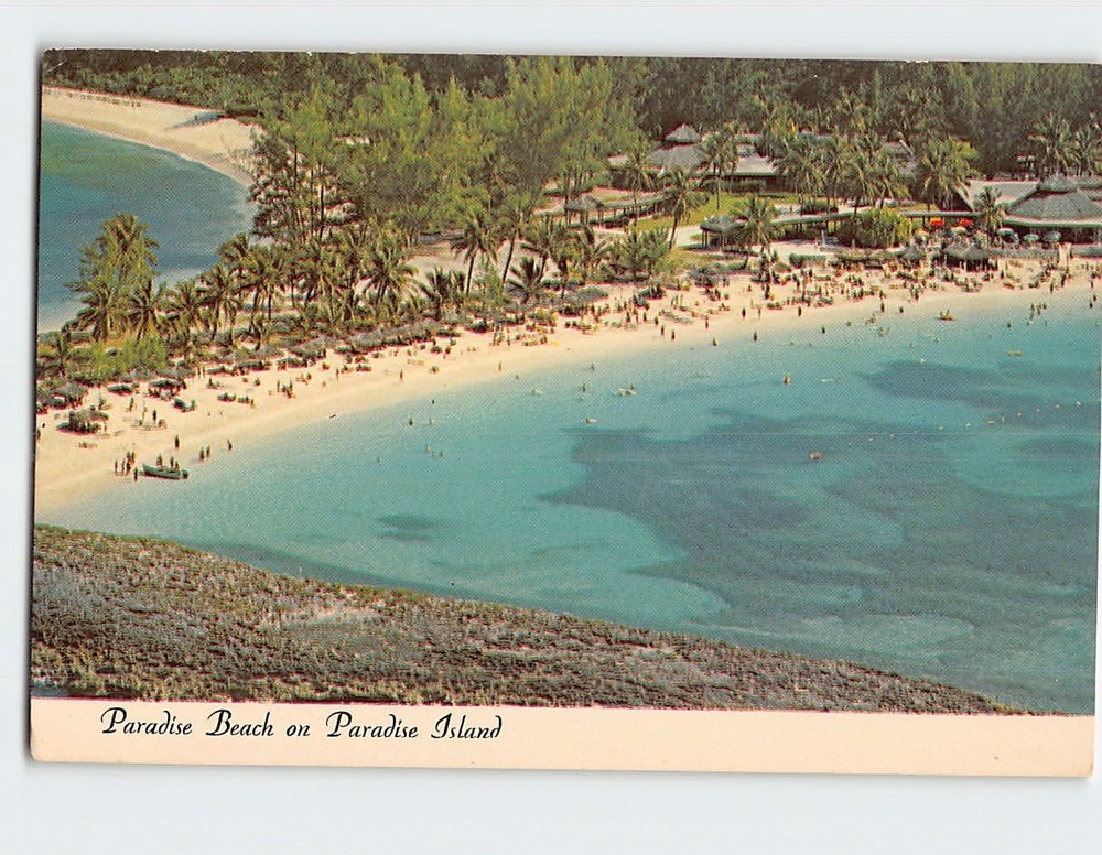 Postcard Aerial View Paradise Beach Paradise Island Bahamas