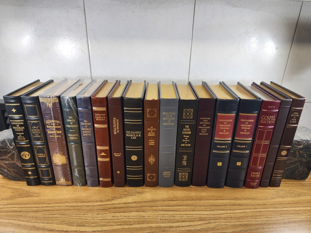 Lot Of 17 LDS Church Employee Gift Leather Books, Mormon, Joseph Smith, Young