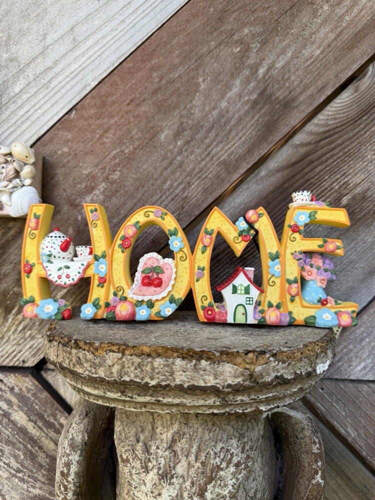 Mary Engelbreit HOME Yellow Resin Sign Words To Live By 2000 Shelf Decor