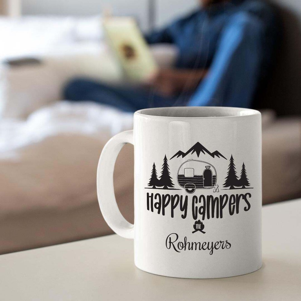 Happy Campers Personalized White Coffee Mug Or Premium Quality Gift
