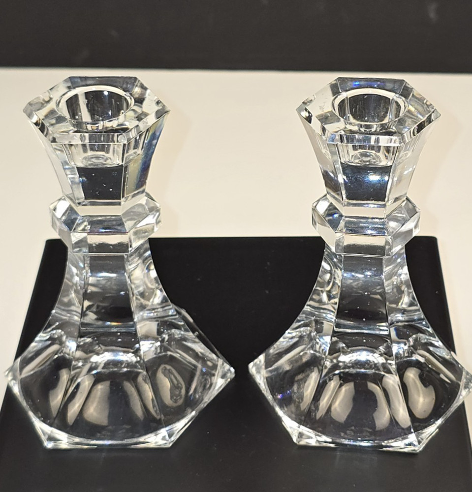 Towle Lead Crystal Clear Candle Holders, Set Of Two, 5