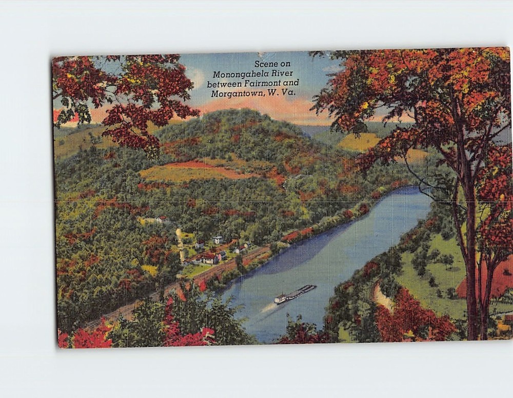 Postcard Scene on Monongahela River West Virginia USA
