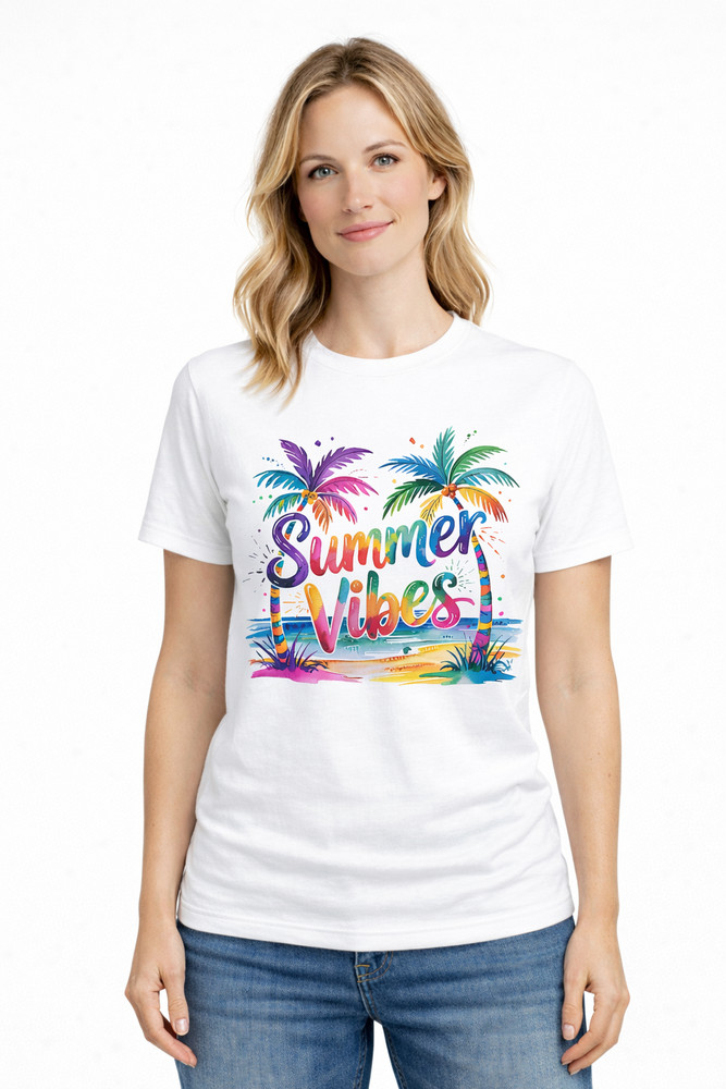 Women's Y2K Tropical Palm Tree T-Shirt Summer Beach Colorful Graphic Tee
