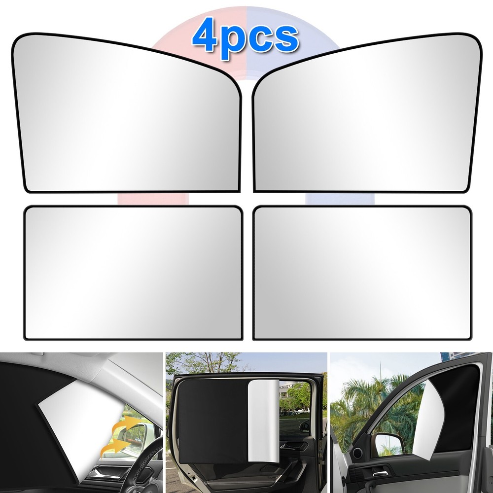 4pcs Magnetic Car Window Shades- Front/Rear Side UV Block Curtains (No Adhesive)