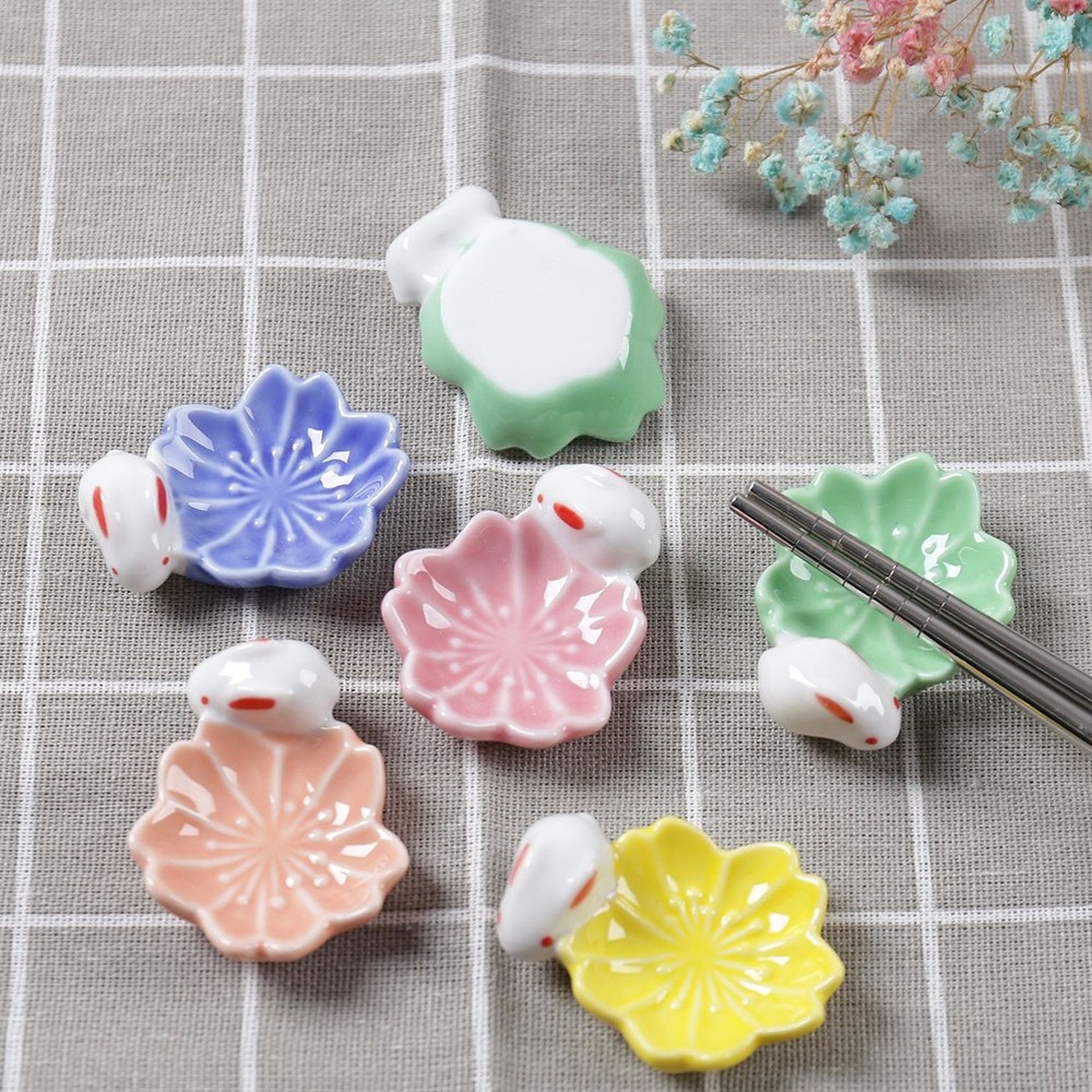5 Pcs Porcelain Chopstick Rest Chopsticks Stand Holder Rabbit Ceramic