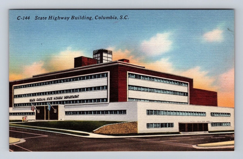 Columbia SC-South Carolina, State Highway Building, Vintage Souvenir Postcard