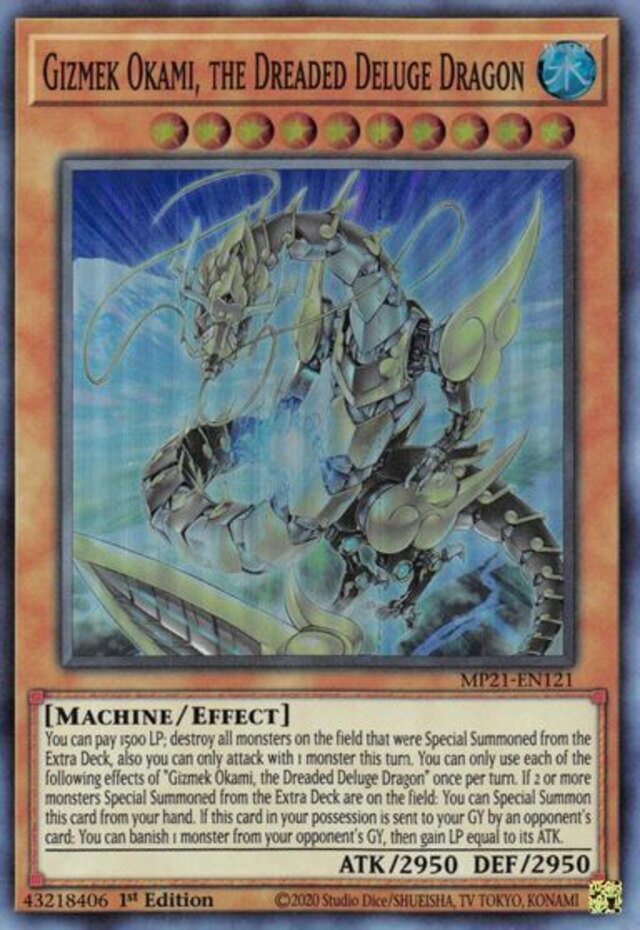 Yu-Gi-Oh Gizmek Okami Dreaded Deluge Dragon MP21-EN121 Super Rare 1st Edition