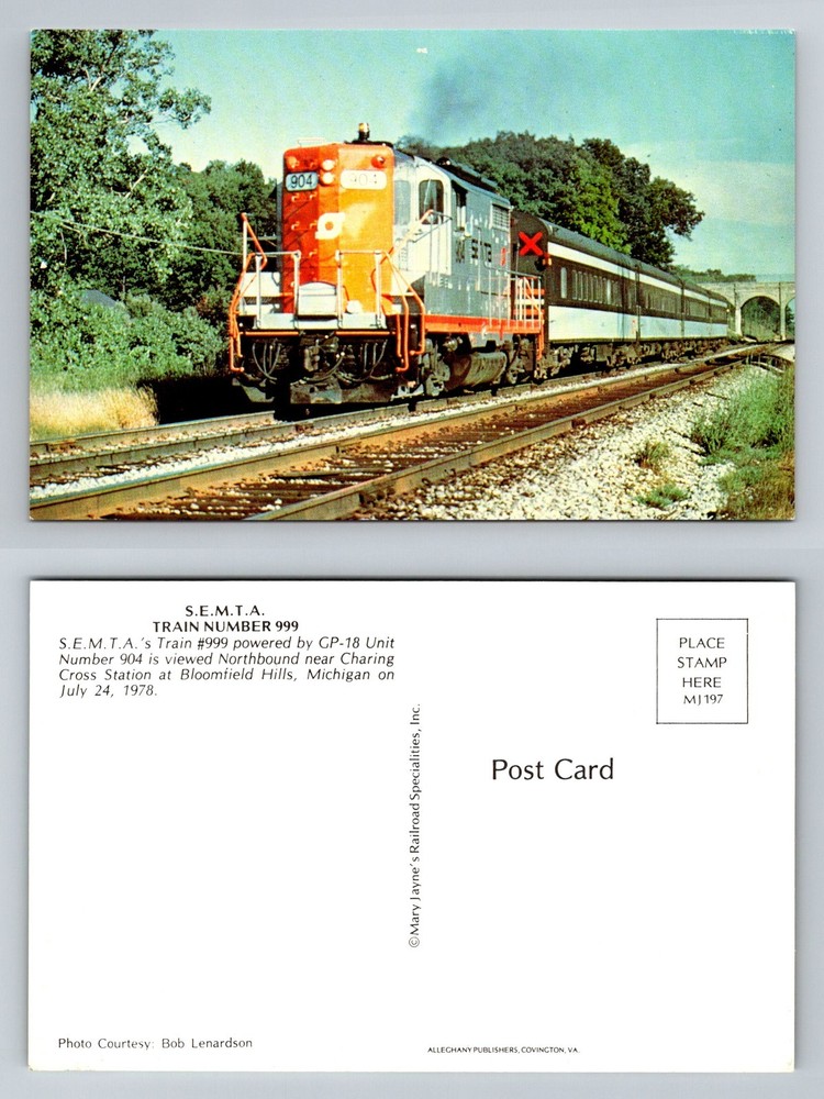 Bloomfield Hills, MI-Michigan, SEMTA Train 999 Charing Cross Vintage Postcard