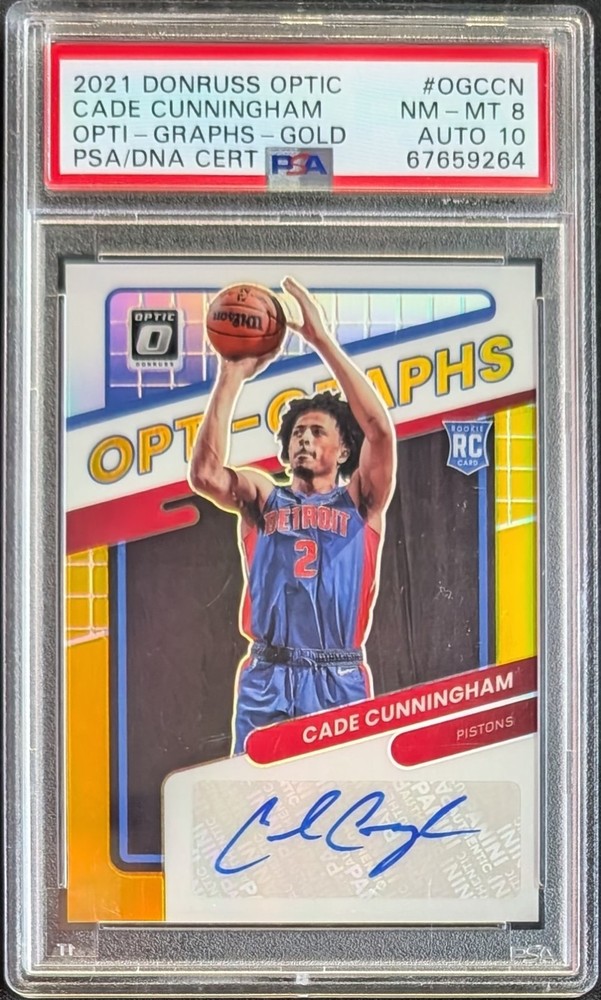 2021 Donruss Optic Cade Cunningham RC Opti-Graphs Gold Auto /10 PSA 8/10