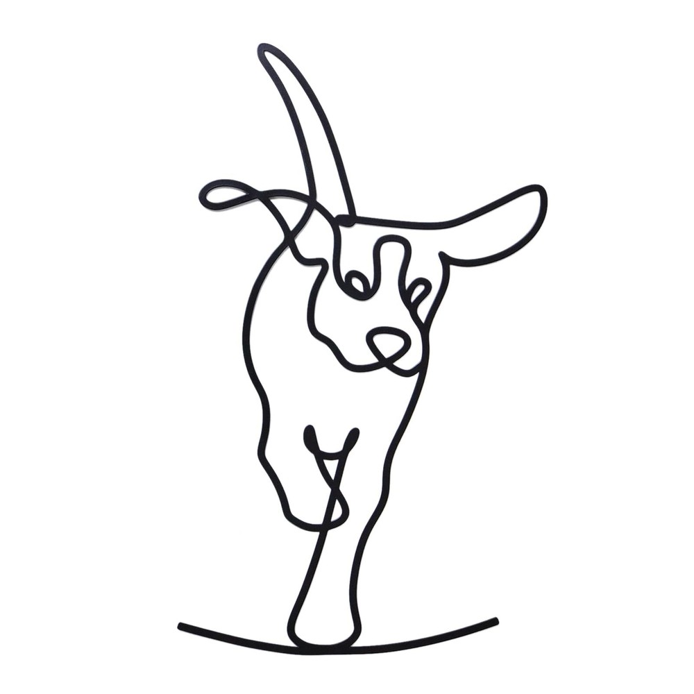Black Metal Minimalist Abstract Dog Line Drawing Wall Art Decor-image