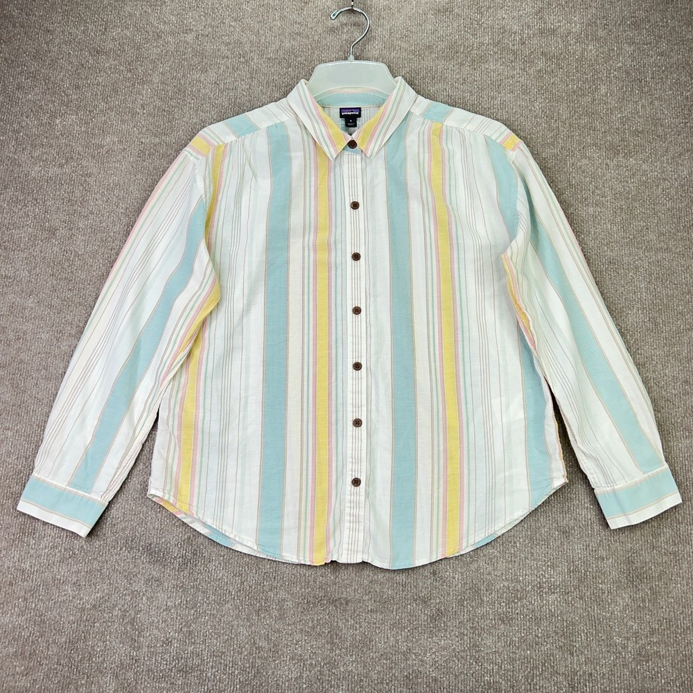 Patagonia Womens A/C Shirt Small Blue Organic Cotton Hemp Lightweight