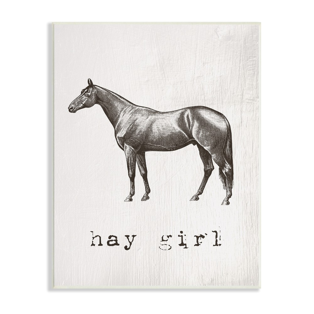 Stupell Hay Girl Funny Horse Pun Vintage Equestrian Portrait