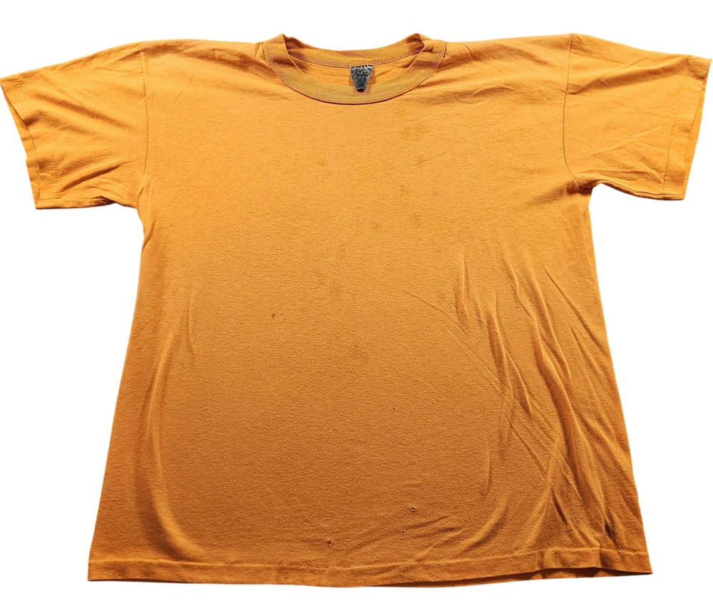 Vintage Orange 70s Shirt Mens Large Extra Large Solid Basic Tee Size L/XL