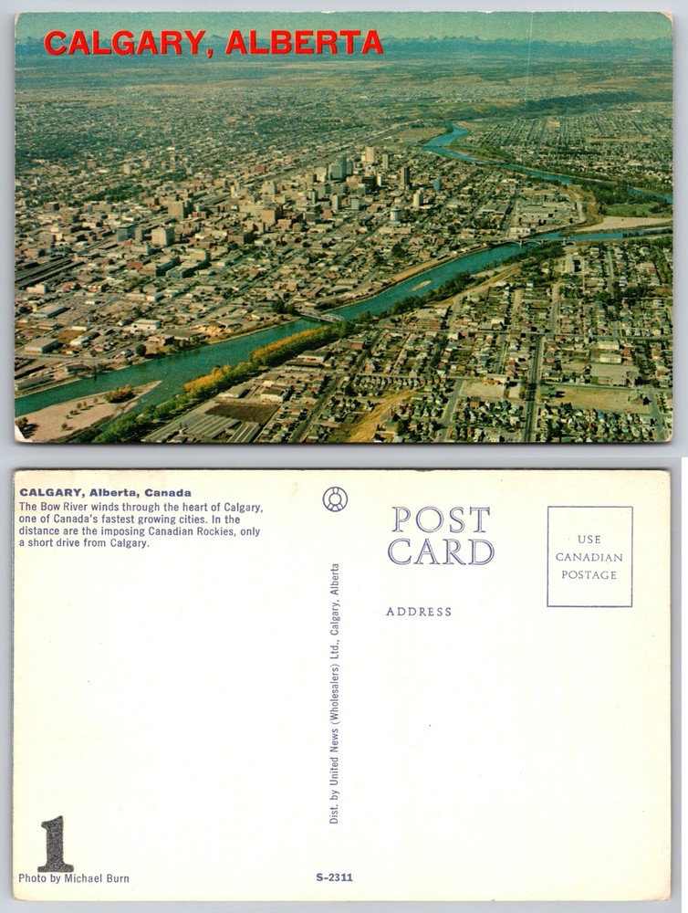 Calgary Alberta Canada Aerial City View Postcard