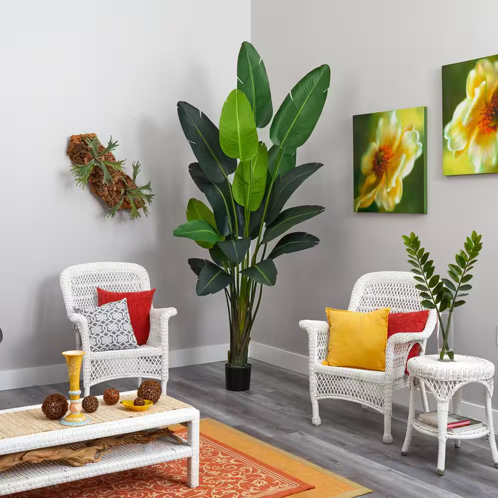 8 Ft Tall Artificial Travelers Palm Tree for Indoor Outdoor Decor  