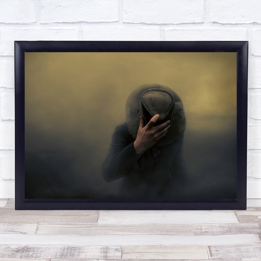 Hat Smoke Dust Hand Covered Cover Mystery Mysterious Wall Art Print