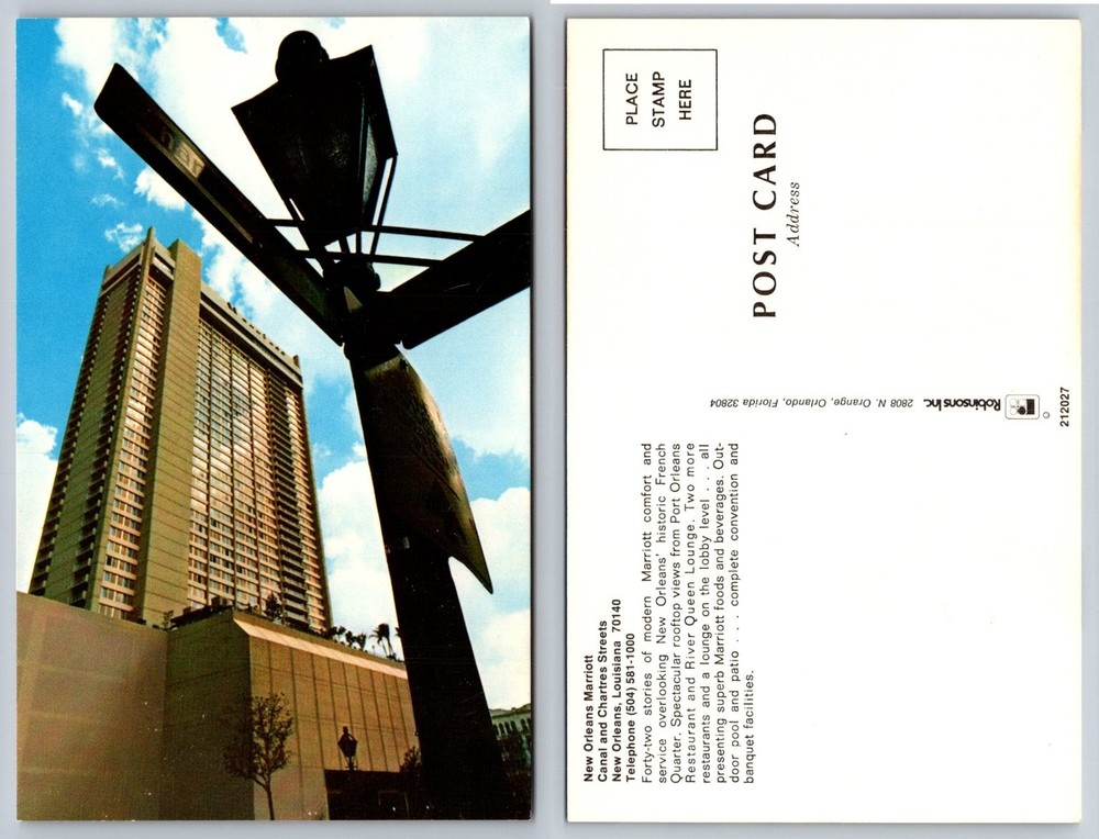 New Orleans Marriott Hotel Canal Chartres Streets Postcard Vintage Louisiana