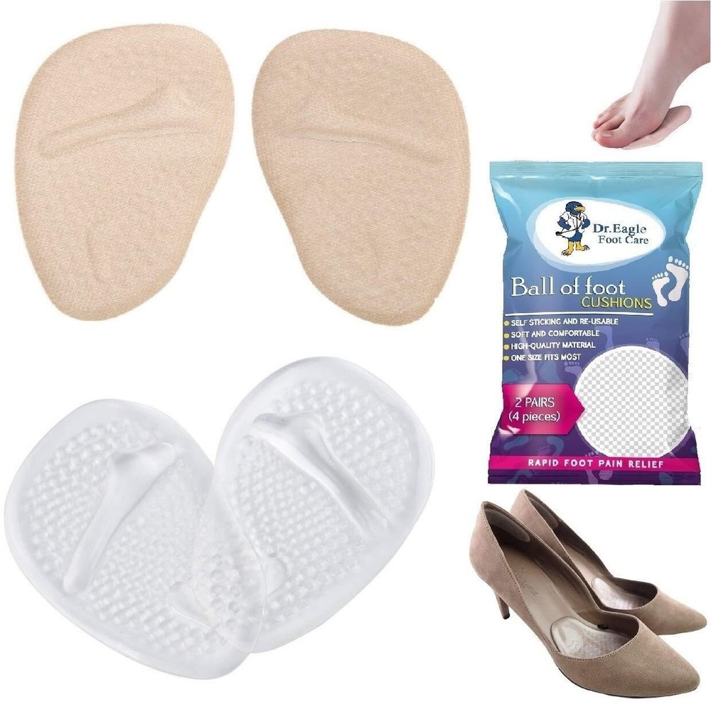 Gel Forefoot Pads Cushion Insoles for Ball of Foot Pain Relief Self-Stick Shoe Inserts