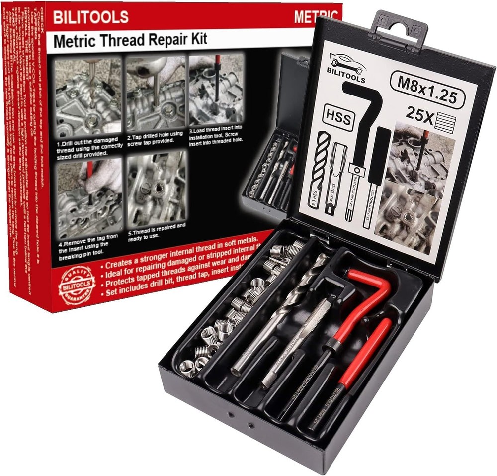 M8x1.25 Thread Repair Kit HSS Drill Helicoil Repair Kit Metric