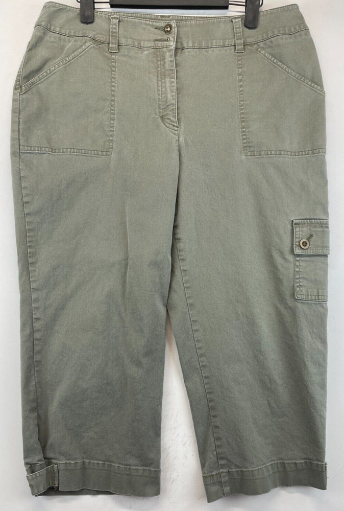Westbount Petites Cargo Capri Pants - Womens Size 12P - Olive Green (2920)