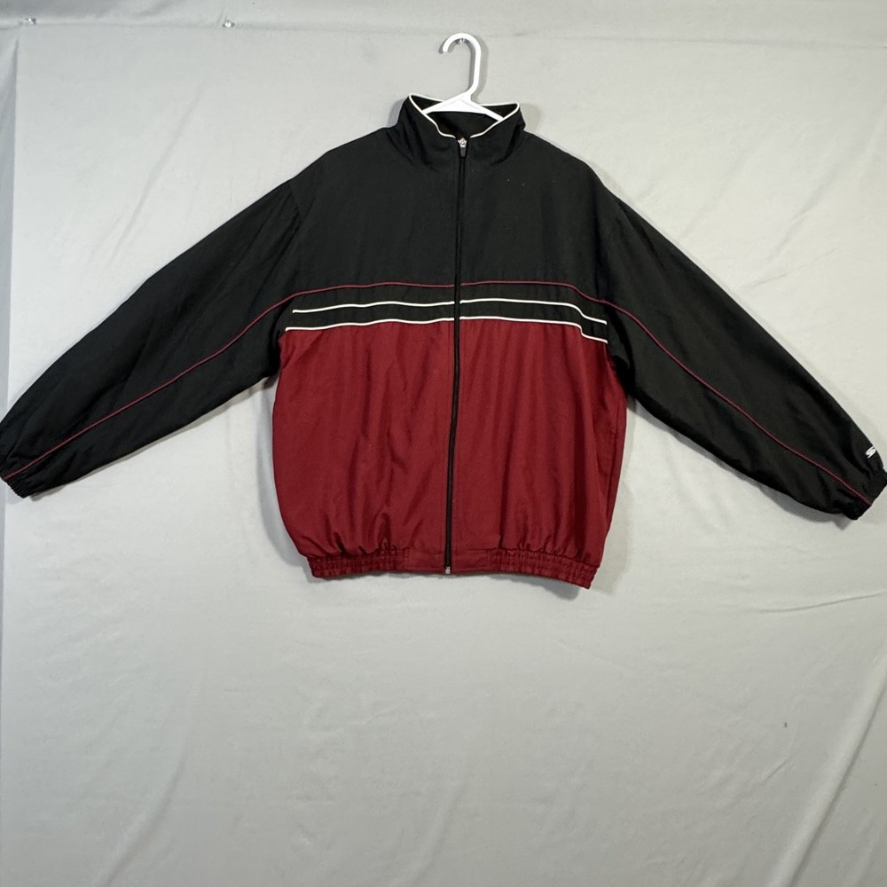 Simply For Sports Jacket Mens Large Black Red Full Zip Track Windbreaker Retro