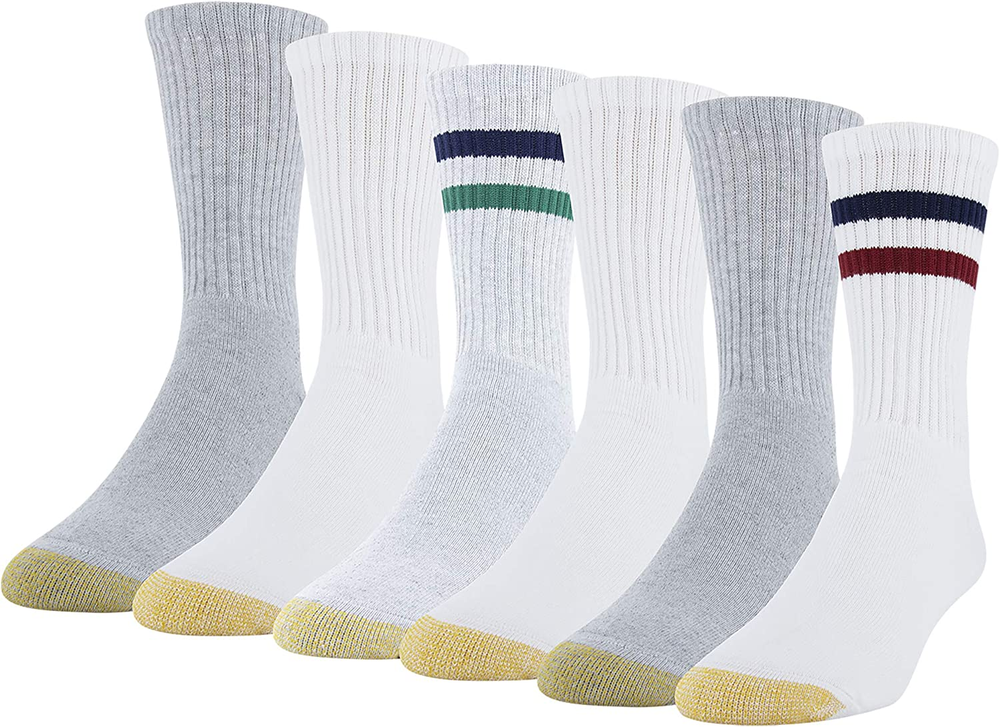 Men'S Cotton Blend Athletic Crew Socks, 6-Pairs