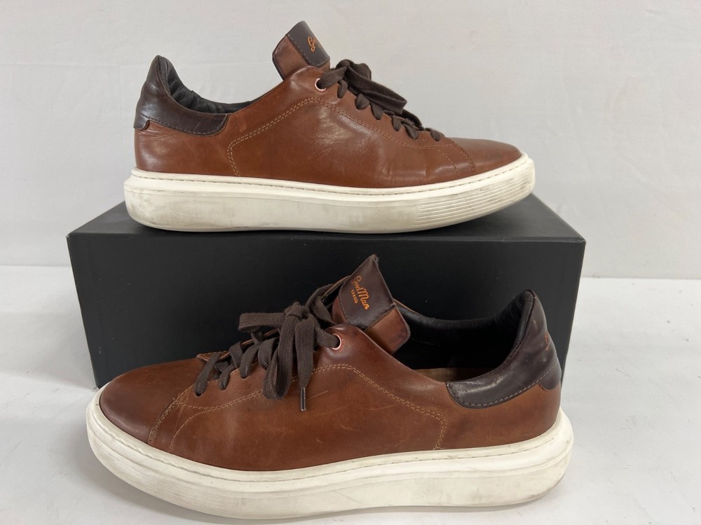 Men's GOOD MAN Brand Legend Brown Leather Sneakers, Size 9 -Made in Italy-