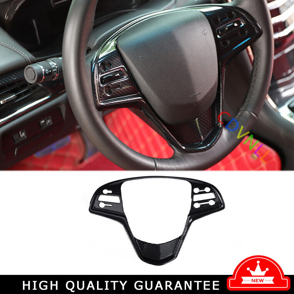 Carbon Fiber Inner Steering Wheel Button Cover Trim for Cadillac ATSL 2014-17