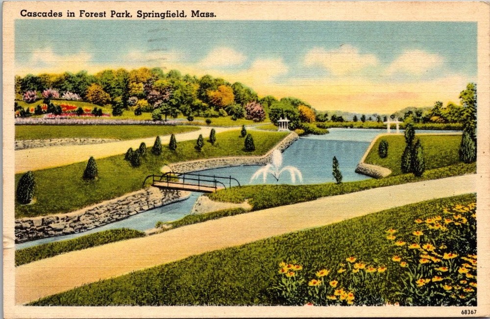 1946 Cascades Forest Park Springfield MA Vintage Postcard Posted