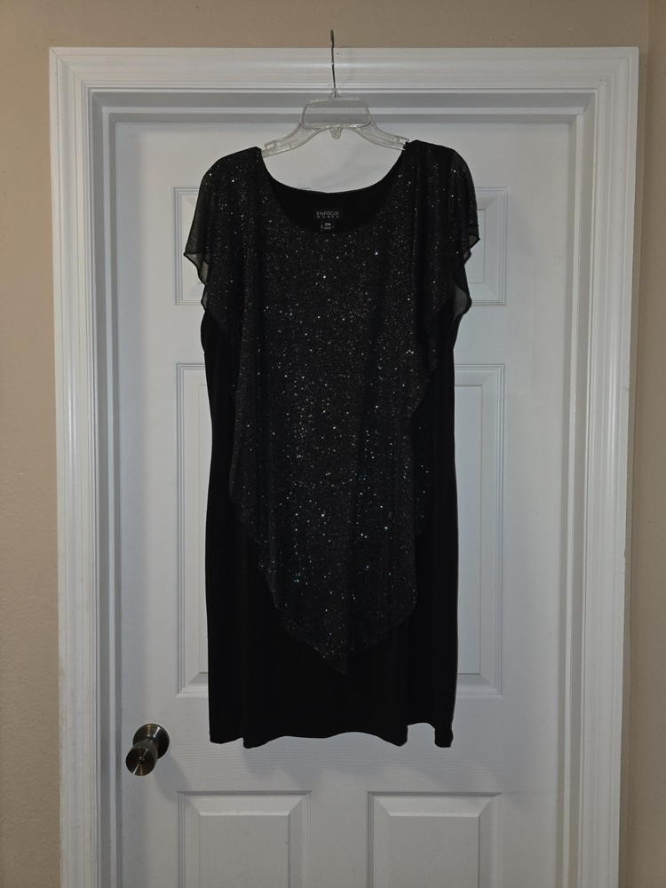 Womens Black Short Sparkle Formal Dress Size 20W (2XL)