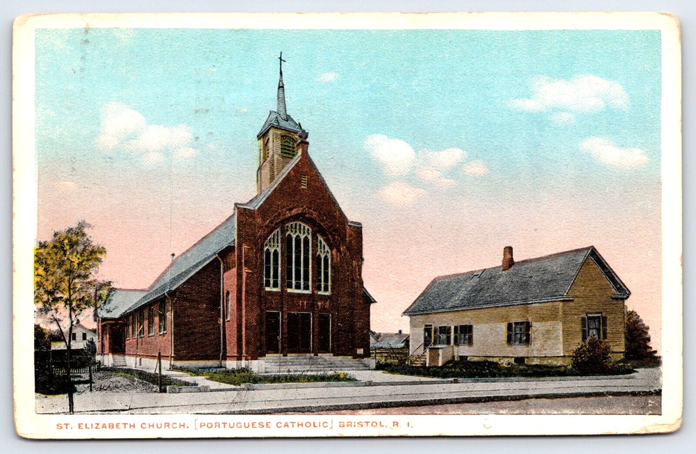 Vintage Old Antique Postcard Image St. Elizabeth Catholic Church Building Usa