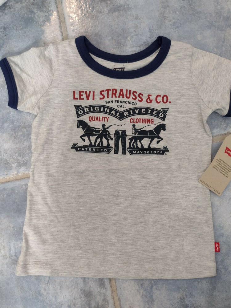 NWT Kids Boys LEVI'S S/S Tshirt Gray XS Sz 4 $20 Cute