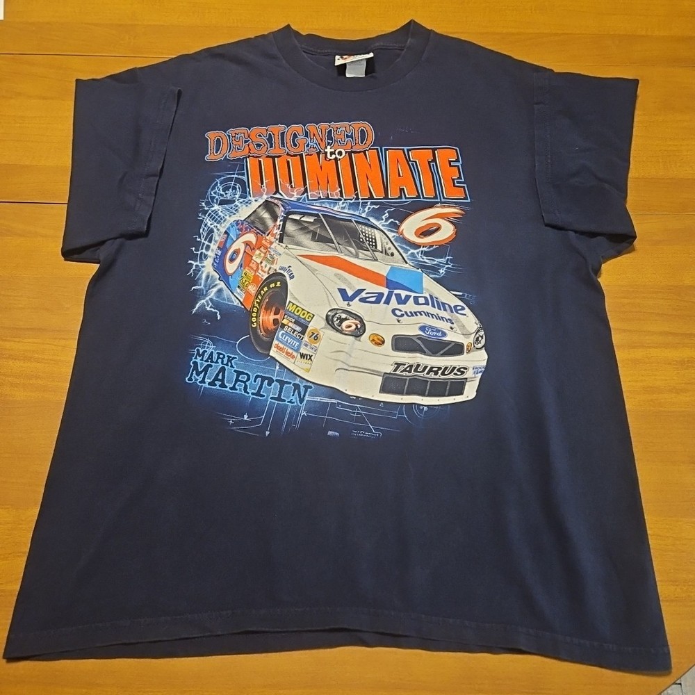 Mark Martin NASCAR Vintage Double Sided Graphic T Shirt XL NAVY