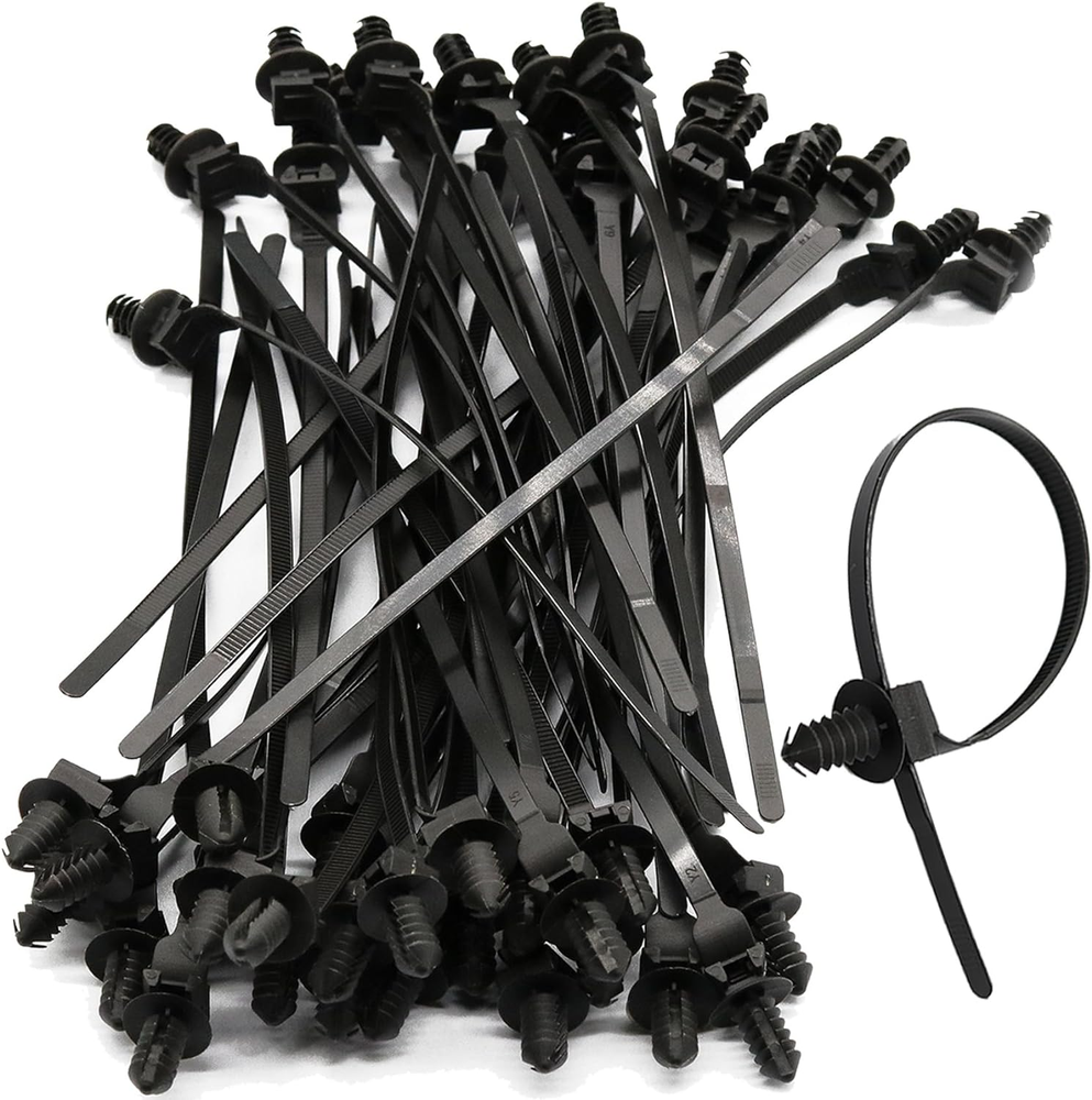 50 Pack 8-Inch Nylon Self-Locking Cable Zip Ties with Push Mount