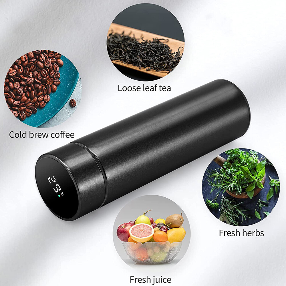 16 oz Thermos Vacuum Insulated Flask - Keeps Hot & Cold Drinks Fresh LCD Display