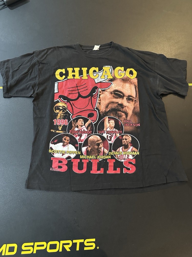 Vintage Michael Jordan Chicago Bulls Rap Tee Rodman Pippen NBA 90s Shirt