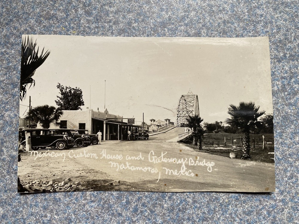 vtg 1920’s Mexican Custom House & Gateway Bridge Matamoros Mexico Postcard RPPC
